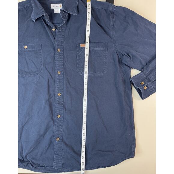 Carhartt Men's Original Fit Button Up Long Sleeve Shirt XL Navy 100091 Workwear - Picture 5 of 12